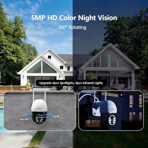 Cámara de visión nocturna HD de 5MP con rotación de 360 grados