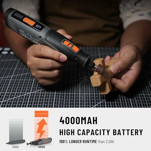 Herramienta rotativa inalámbrica con batería de alta capacidad de 4000mAh.