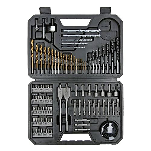 Juego de brocas y puntas en estuche negro.