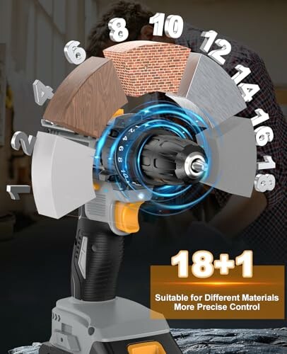 Taladro con configuraciones para diferentes materiales.