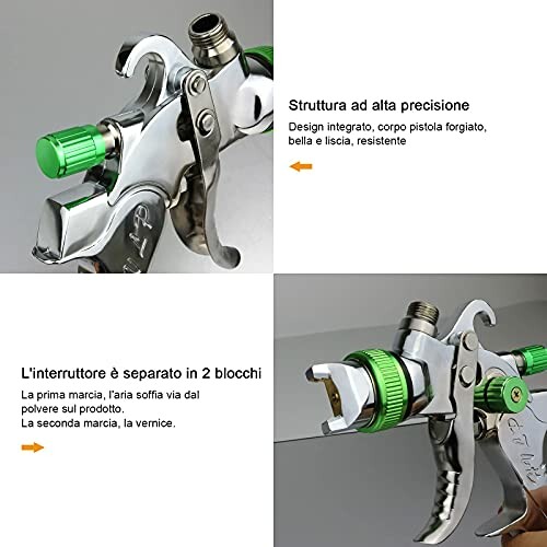Pistola de pulverización de alta precisión con diseño integrado y resistente.