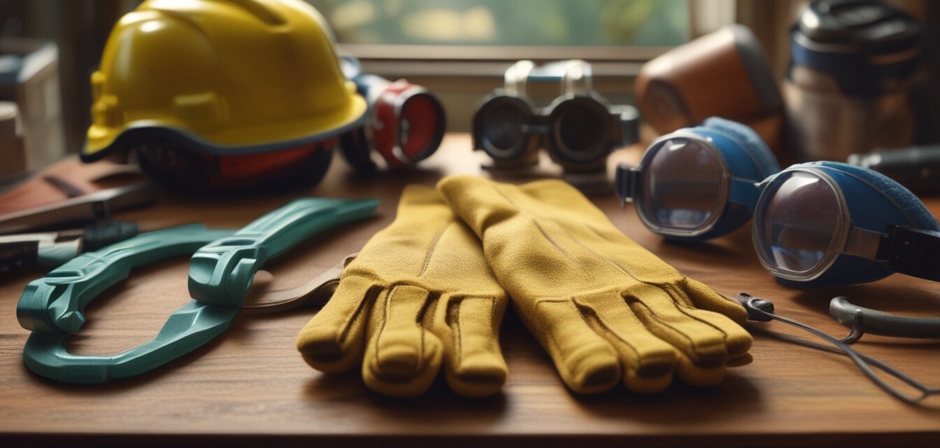 Protective gear on a workbench