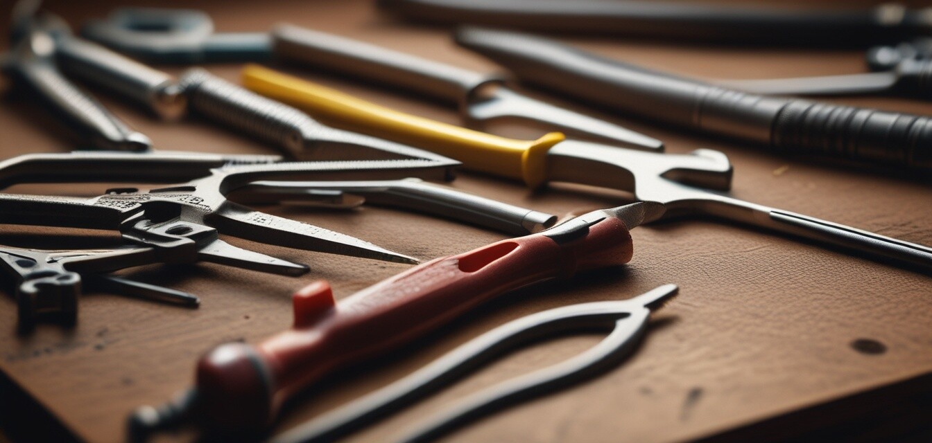 Manual tools on a workbench