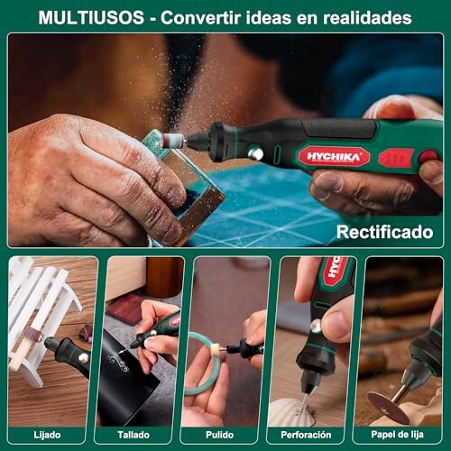 Herramienta multifuncional Hychika en uso para diversas tareas.