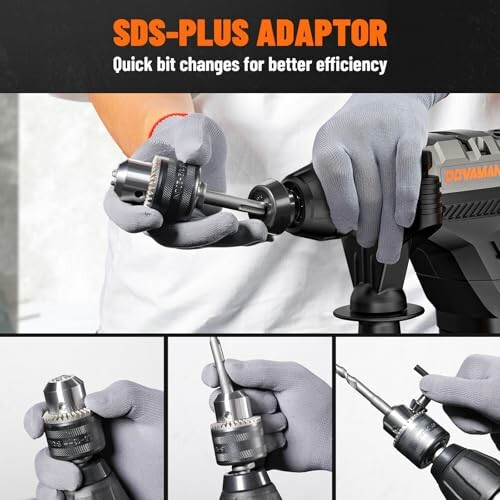 Adaptador SDS-Plus para taladro con cambio rápido de brocas.
