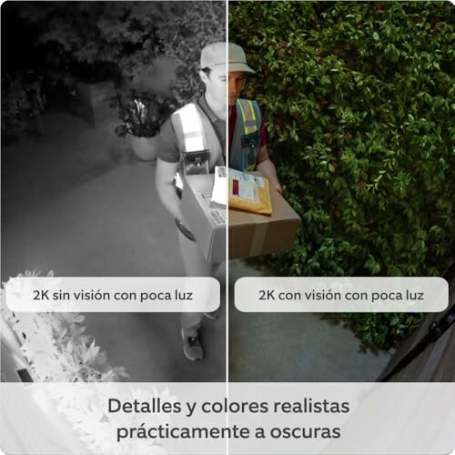 Comparación de visión nocturna de cámara de seguridad