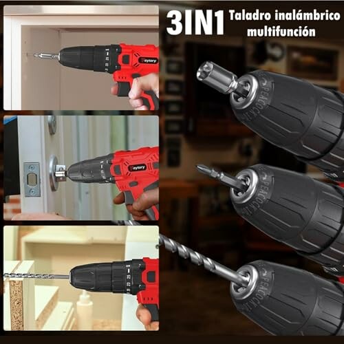 Taladro inalámbrico multifunción usado para perforar y atornillar.
